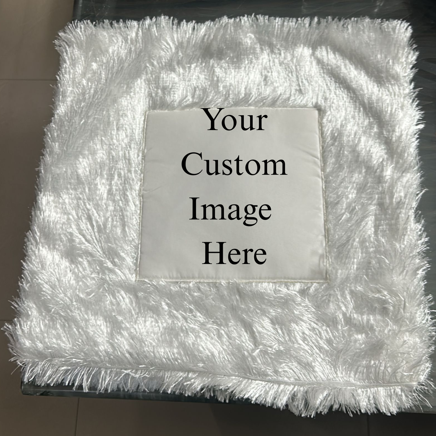 LED Square Fur Cushion White