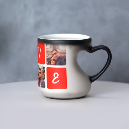 Heart Cut Handle Ceramic Colour Changing Mug