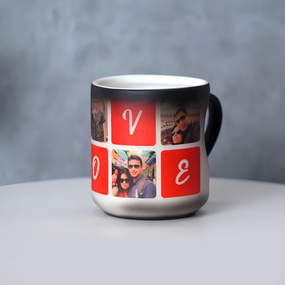 Heart Cut Handle Ceramic Colour Changing Mug