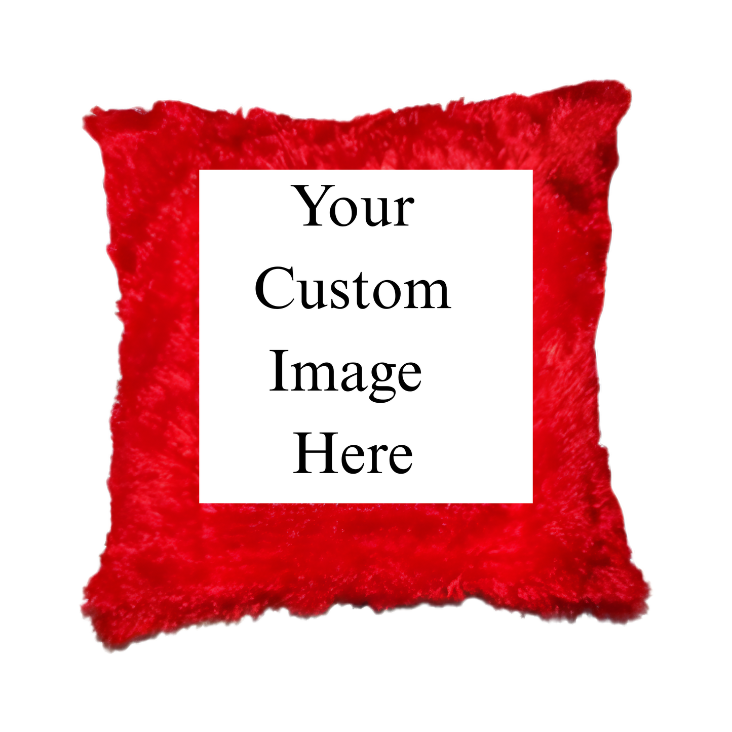 Square Shape Fur Cushion (Red)