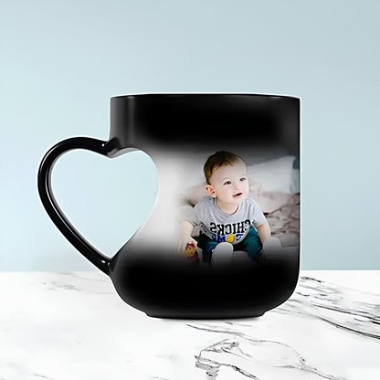 Heart Cut Handle Ceramic Colour Changing Mug