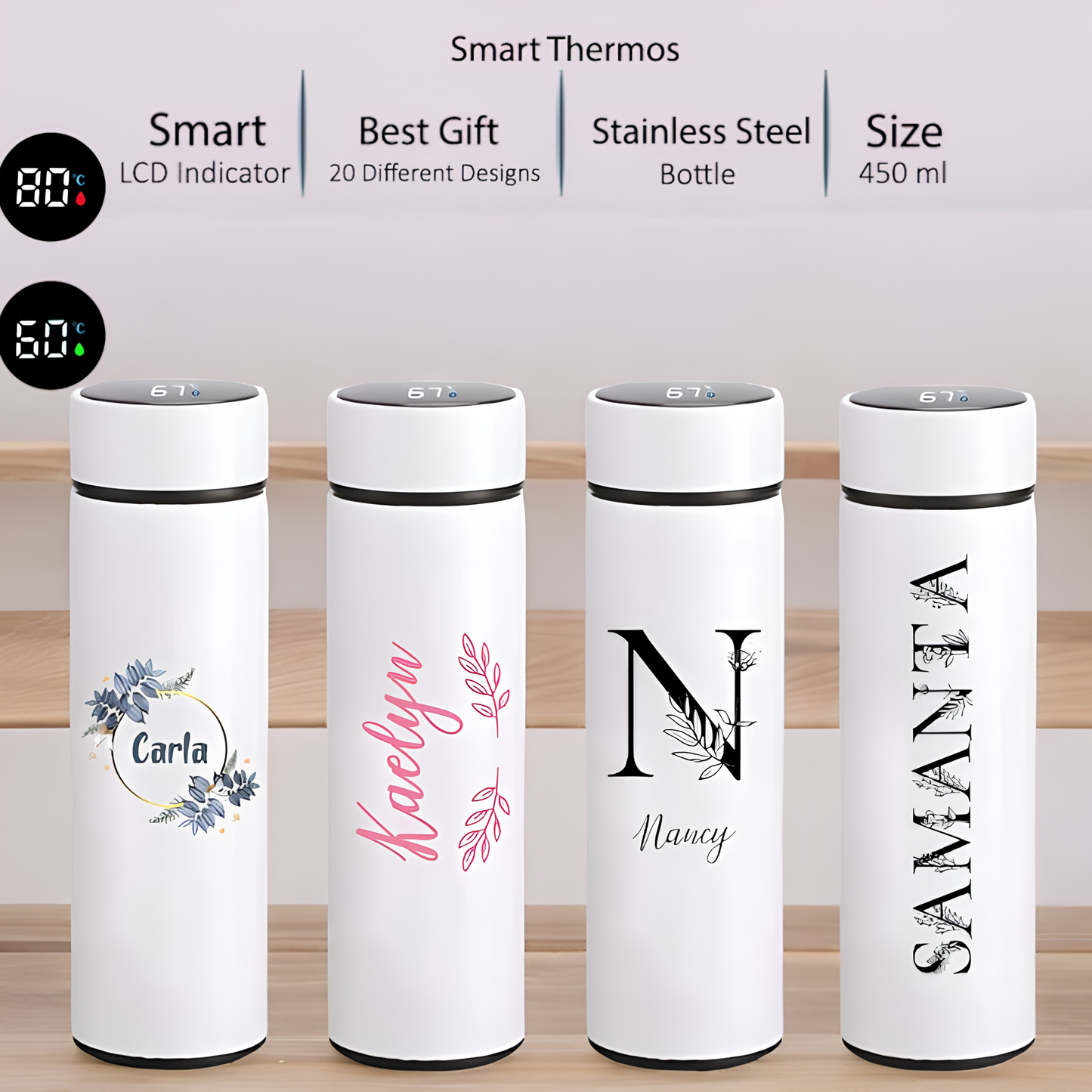 LED Temperature Display Bottle (White)